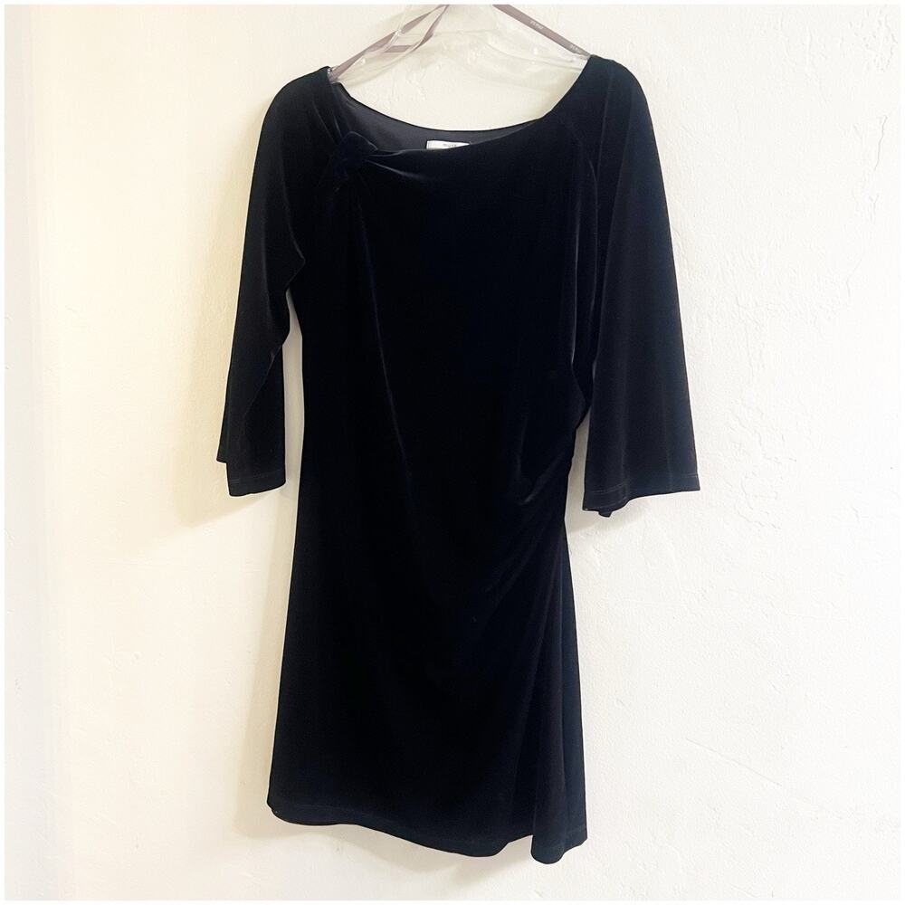 Muse For Boston Proper Velvet Black Ruched Dress Sz 12 Holiday Party Whimsygoth